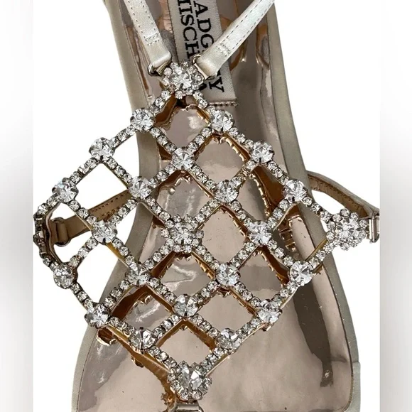 Badgley Mischka Zoanne Champagne Caged Jewel Design Thong Flats Sandals Size 6 - Picture 6 of 12